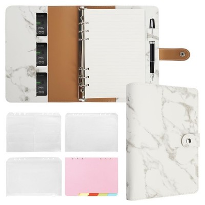 FYY A5 Binder Refillable Planner Notebook 6 Ring PU Leather Binder Journal wi...