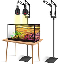 Dual Reptile Lamp Stand, Two Arms, Height Adjustable 15.7  74.3 in, Heavy Base
