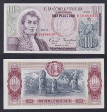 Banconota Colombia 10 pesos oro 1980 P.-407g FDS/UNC