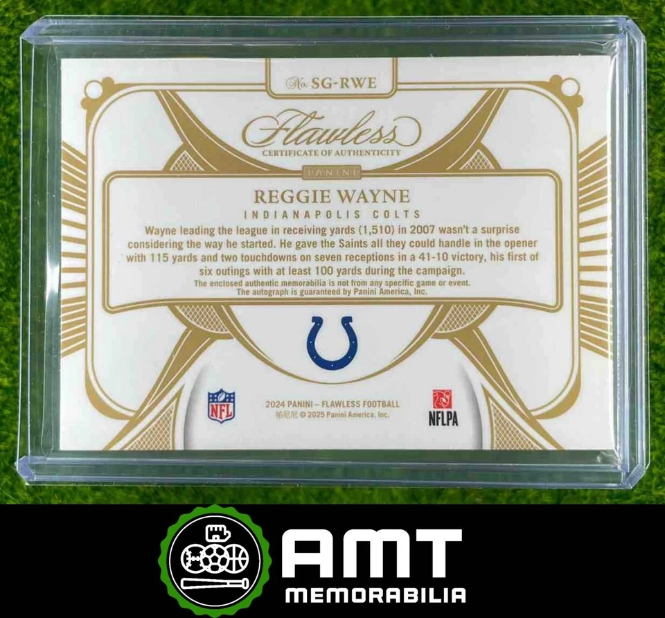 2024 Panini Flawless Reggie Wayne Auto Gloves Silver 2/20 Indianapolis Colts - Image 2 of 3