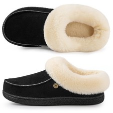 HomeTop Womens Comfy Moccasin Style Memory Foam Slip on Slippers Soft Microsu...