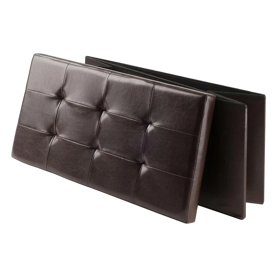 Otomana Ashford de madera con almacenamiento de cuero sintético Foto 3 de 4