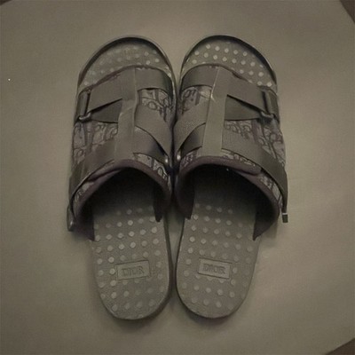 Dior alpha  Gray black Sandals with Buckle Closure Adjustable Strap