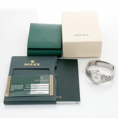 Rolex 179174 Lady Datejust Steel Factory Diamond Dial Watch Box,Book,And Card