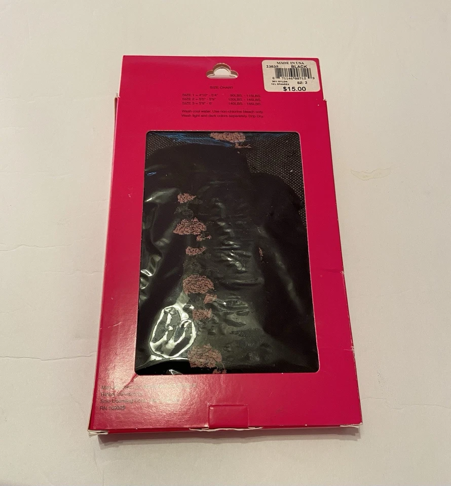 Medias Betsey Johnson Talla 2 Negro Rosa Rejilla Medias Foto 2 de 3