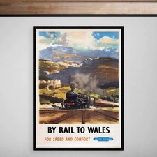 By Rail To Wales British Railways Travel Print Poster Vintage Art Deco