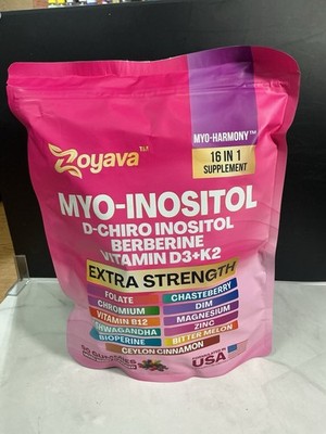 Zoyava Myo-Inositol D-Chiro Inositol Berberine Vitamin D3 K2 Gummies 90 Non-GMO