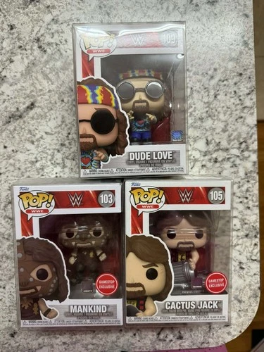 WWE Funko Pop Set Three Faces of Foley (Mankind, Cactus Jack, and Dude Love)