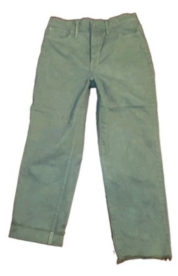 Womens Madewell The Perfect Vintage Straight Jeans 31T Green Distress Frayed Hem