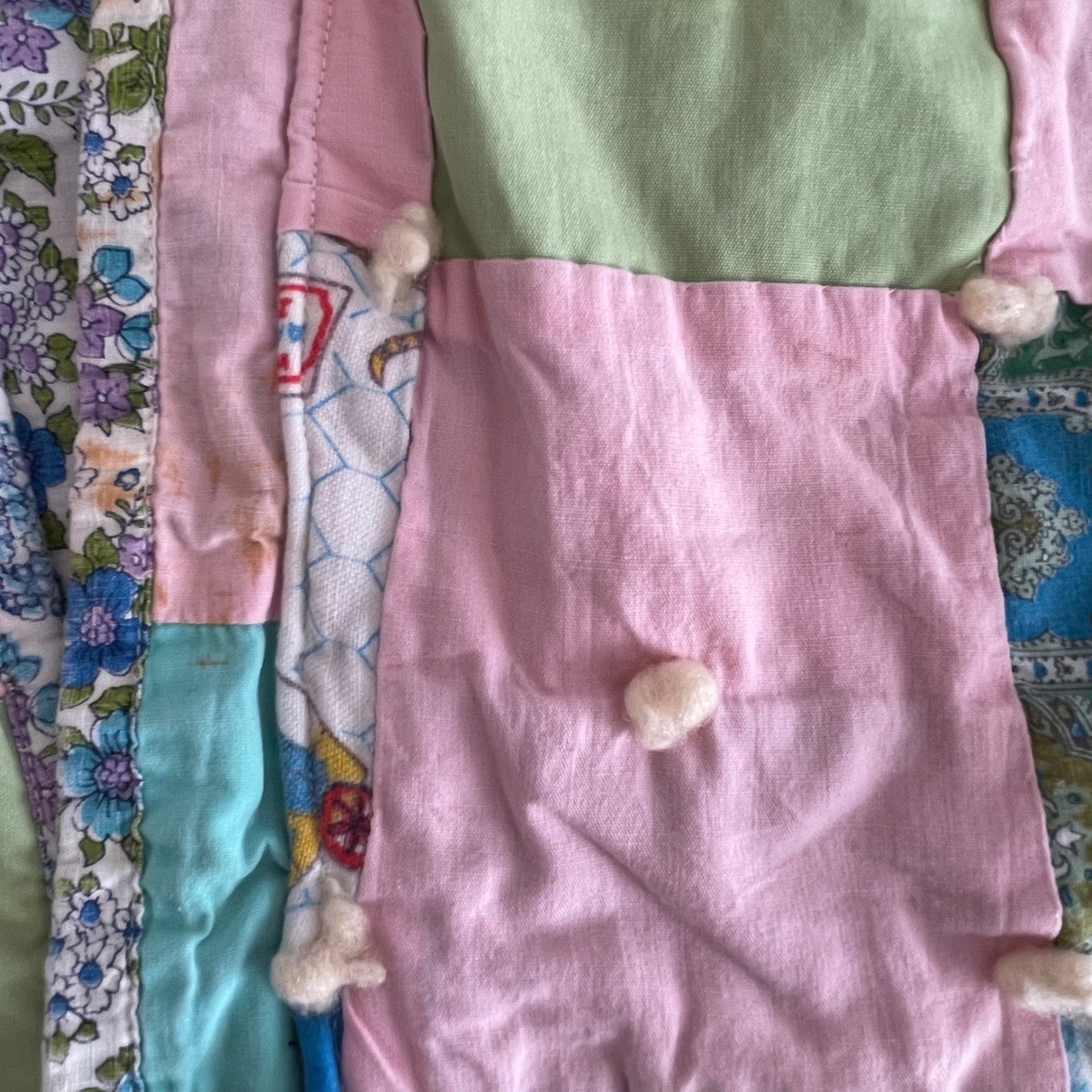 Boho Patchwork Quilted Jacket Pink Green Floral P… - image 5