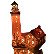 Vintage Santa's Workbench Cape Christiana Lighthouse Lighted Christmas Village