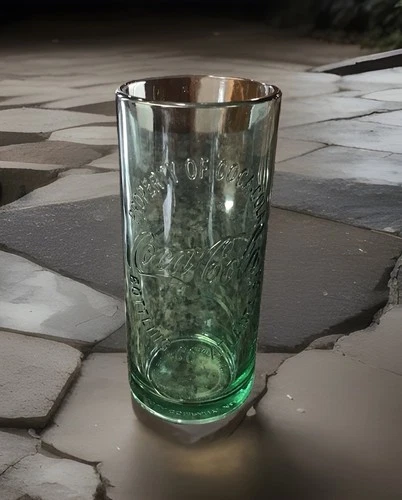 Vintage 2009 Coca Cola “Hutchinson Glass” by Libbey Green Embossed Glass Vase 7”