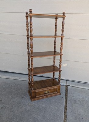 Vintage Rustic Country Colonial Turned Wood 5-Tier Etagere Display