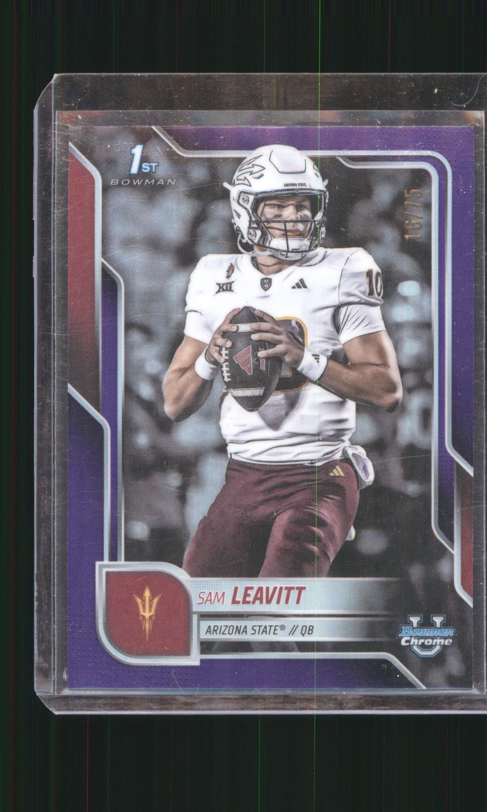 2025 Bowman University Chrome #195 Sam Leavitt Purple Refractor #/75