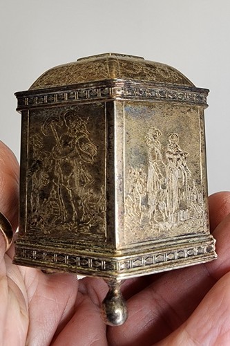 Vintage 1985 MMA Silver Dutch Marriage Box Wedding 3 Footed Trinket Box