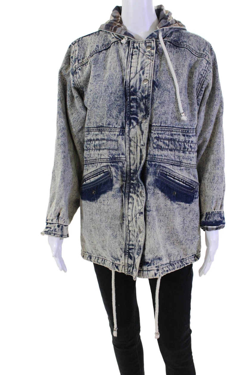 Carmar Women's Long Sleeves Hood Full Zip Medium Wash Denim Jacket Size S