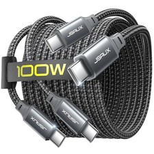 JSAUX 100W USB C to C Cable 2-Pack 6.6FT , Type C Fast 6.6ft 6.6ft, Grey