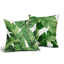 Tropical Palm Leaves Throw Pillow Covers 18x18 Inch Pack of 2 Summer Green Ba...