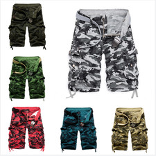 Outdoor Mens Army Cargo Combat Shorts Casual Work Cotton Flat Front Half Pant 42