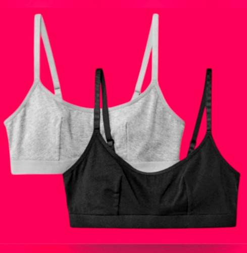 Womens 2pk Cotton Blend Scoop Back Bralette Dealworthy™ Black/Heathered Gray New