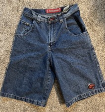 Vintage JNCO Jeans Baggy Shorts 29" Denim Crown Patch Y2K Skater 90s Dragon