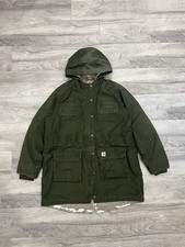 Carhartt Fryeburg Quilted Flannel Lined Coat Jacket Green Size XL Faded
