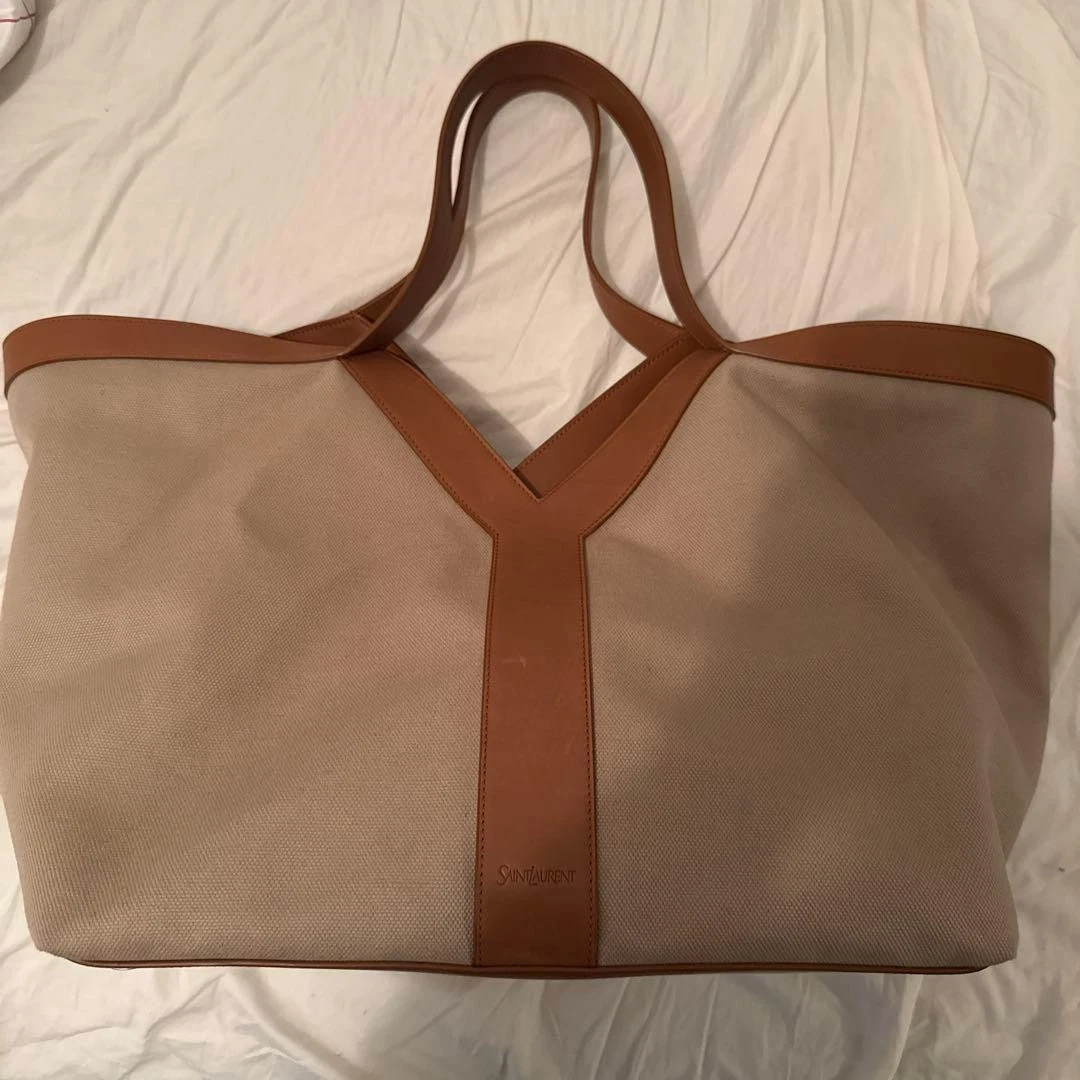 Saint Laurent Y tote bag beige/brown