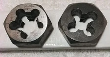 2pc HANSON 3/8"- 1/2" NC 1" HEX DIE SET USA 🇺🇸