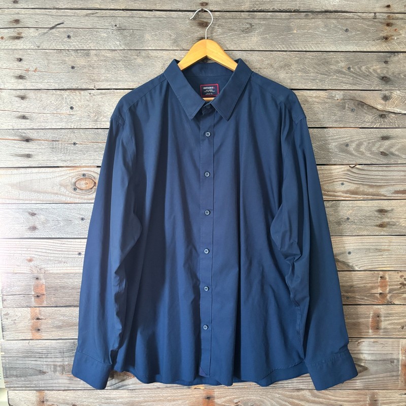 UNTUCKit Wrinkle Free & Relaxed Fit Navy Blue Button Down Shirt - Size XXL
