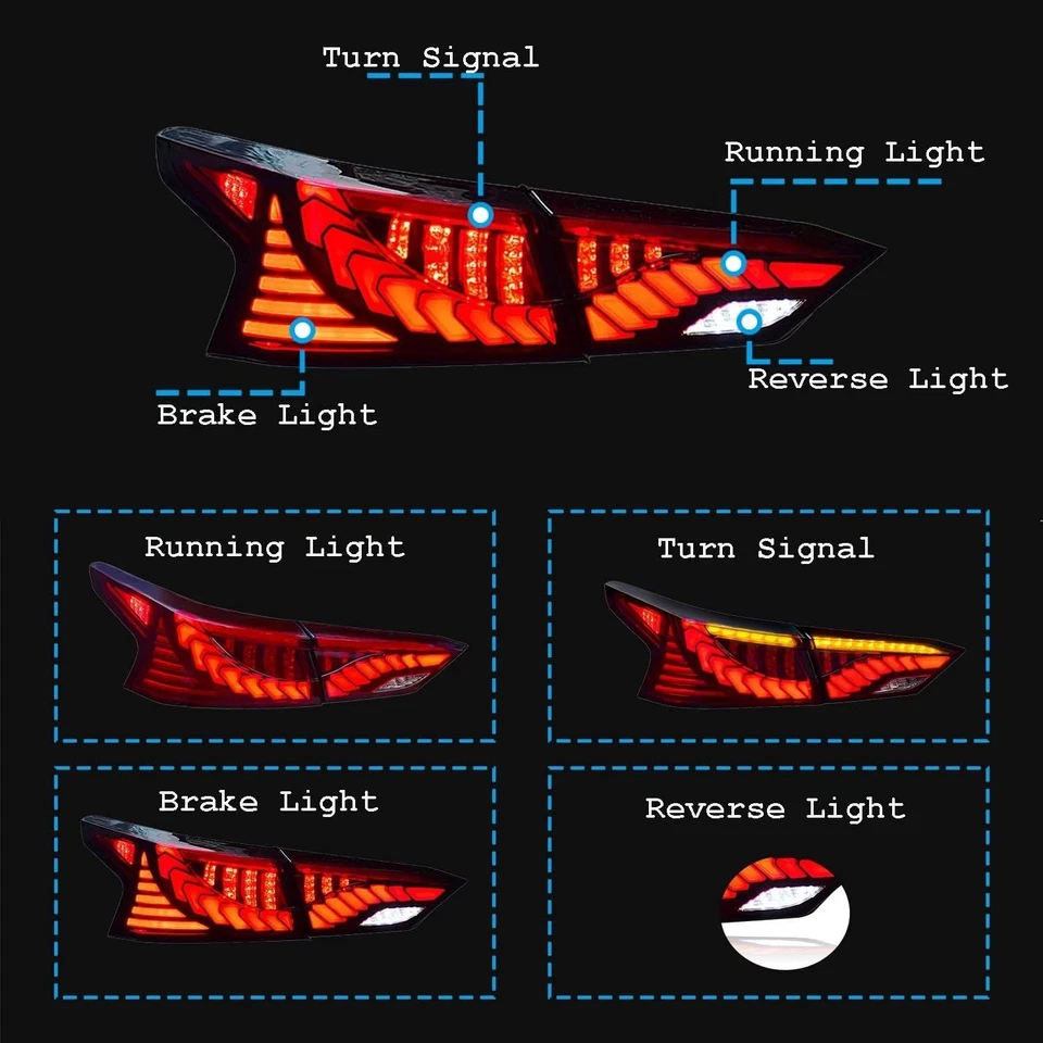 For 2019-2022 Nissan Altima LED Tail Lights Sequential Turn Signal Rear Lamps - Image 2 of 4