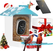 Bird Feeder with Camera 2K HD AI Smart Identify Birdspecies Solar Panel Outdoors