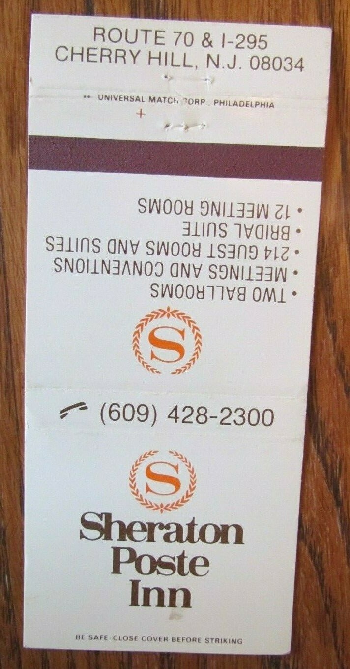SHERATON POSTE INN HOTEL MATCHBOOK COVER CHERRY HILL, NEW JERSEY