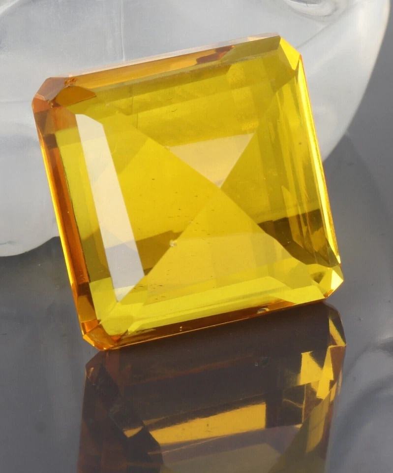 AAA+ 95.40 Ct. Large Yellow Citrine Square Cut Loose Gemstone Gift for Women - Image 4 of 4