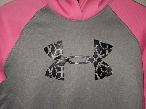 Under Armour UA Storm 1 Girls Hoodie Pink Gray Activewear Logo Size Lg - Picture 3 of 8