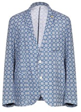 Manuel Ritz Men's Cotton Fancy Blue Jacket Blazer Size US US 48 EU 58