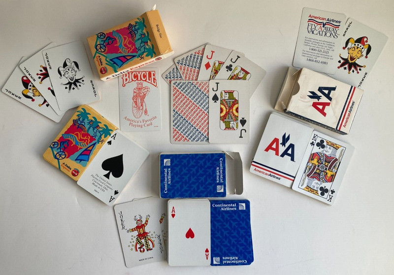 3 VTG Complete Decks Airlines Playing Cards AA/DELTA/Continental +6 AA Singles