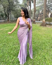 Saree Designer Party Wear Bollywood Style Saree Purple Silk Saree Blouse Indian