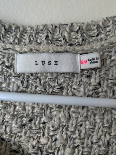 Lush Sweater Womens Knit Long Sleeve Crew Neck Cream/Black/Gray Size Small/Med - Picture 3 of 4