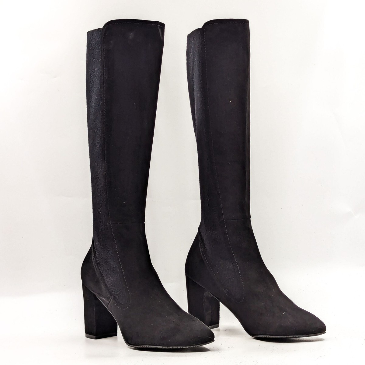 Stuart Weitzman Women Livia Black Suede Block Heel Tall Stuart Weitzman Women Livia Black Suede Block Heel Tall