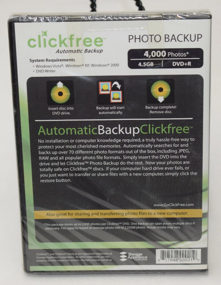 ClickFree Automatic Digital Photo Back-Up For Windows XP, Windows VISTA, & 2000  - Image 3 of 4