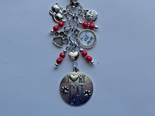 CAT MOM CAT LOVERS KITTEN PAW PRINT KEY CHAIN PURSE CLIP BAG CHARM BACKPACK FOB