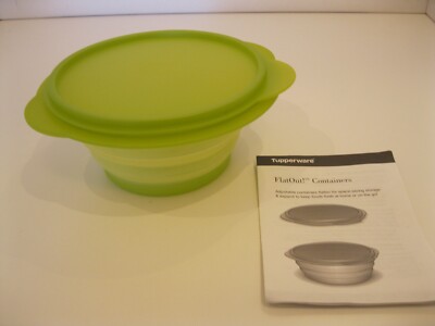New Tupperware Flatout Container in Celery Green 3 Cup Capacity Flat Out
