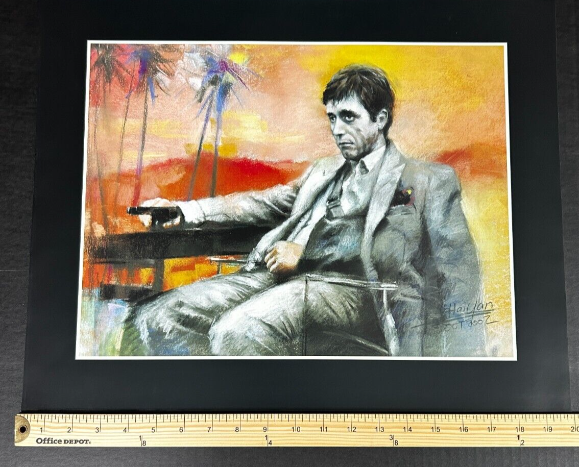 2002 Haiyan NYC Scarface with Handgun Painting 16x20 Litho