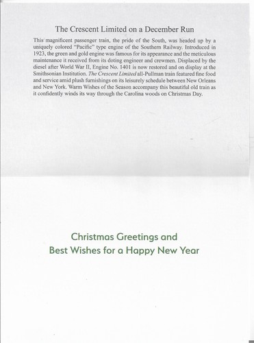 NEW LEANIN' TREE Christmas Card 4.75x6.75 The Crescent Limited Train December - Picture 2 of 3