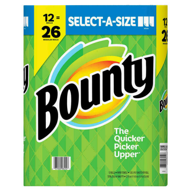 Bounty Select-a-size 120 Sheet Paper Towels - White, Pack of 12