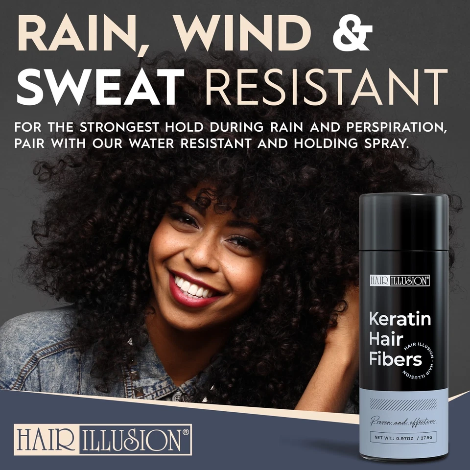 Fibras capilares KERATINA Hair Illusion para corrector de manchas calvas, línea del cabello, pérdida de cabello Foto 4 de 4