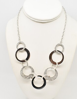 Sterling Silver Crescent Design Chain Link Necklace 18.0'' #FMY207