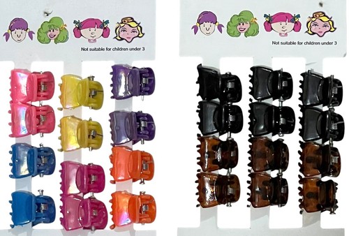 Mini Small Plastic Hair Claw Clamp/clips Pk of 2 X 12 Assorted Colours Accessori - Picture 45 of 46
