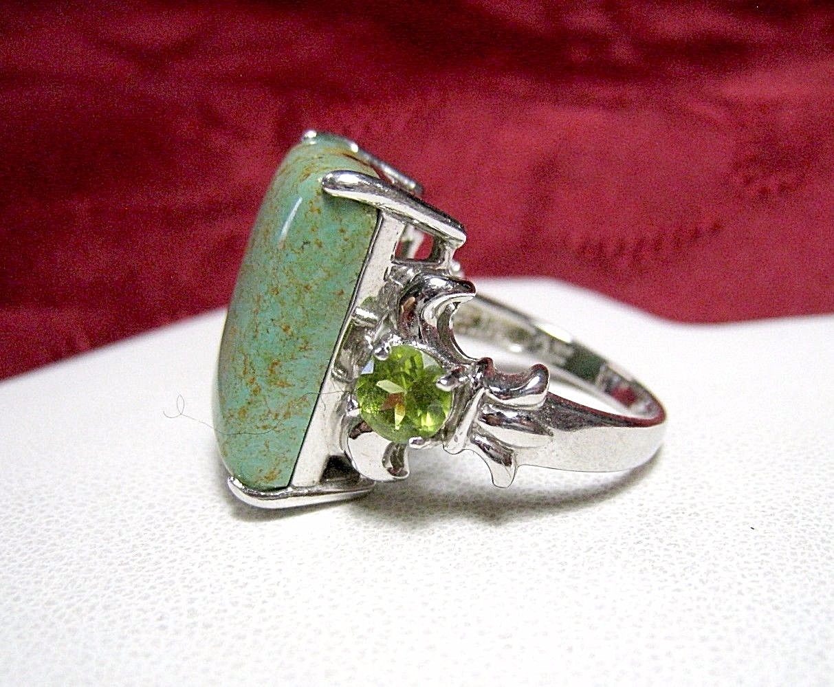 FD. 925 STERLING SILVER RECTANGULAR GREEN VARISCI… - image 6