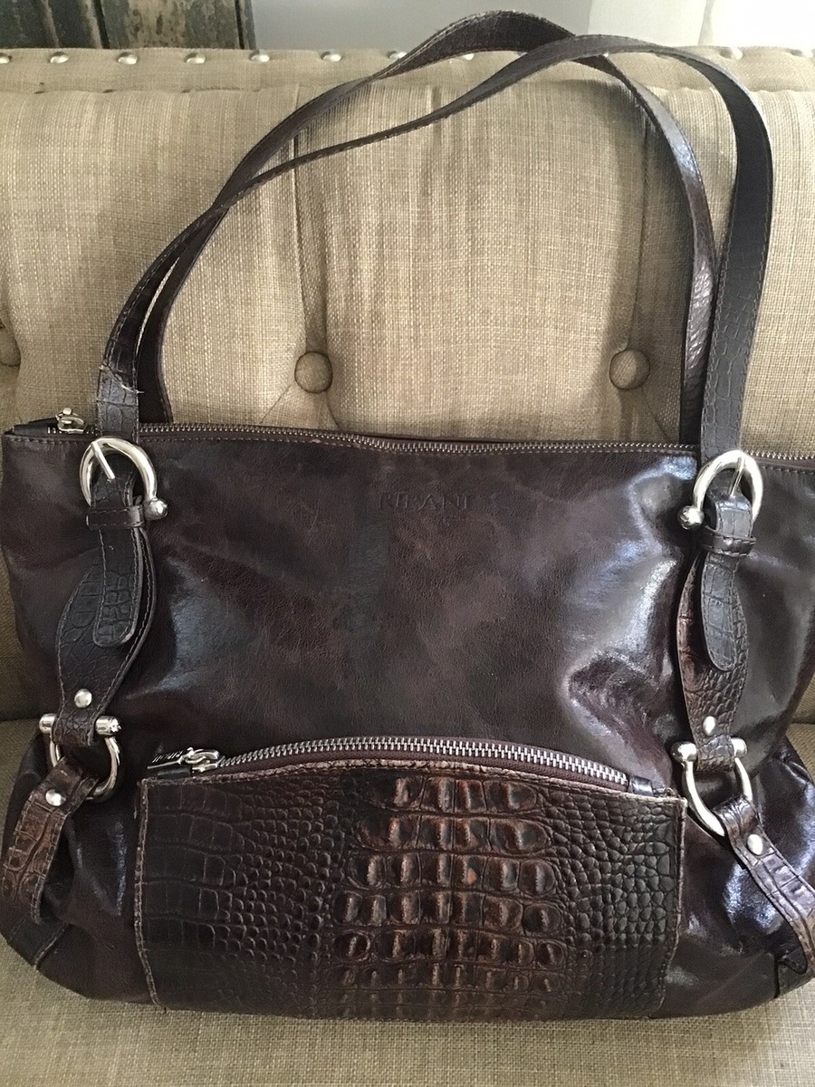 Gorgeous RIPANI brown Distressed Italian Leather Purse Croc